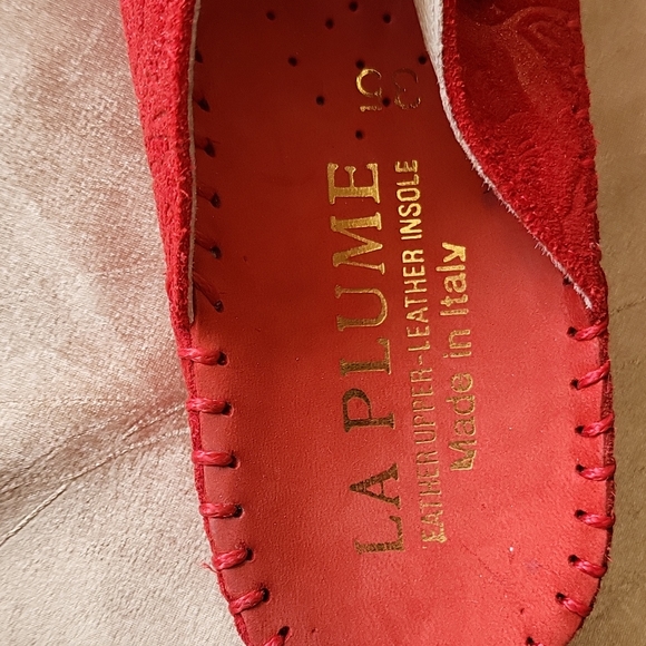 La Plume NWOB women's red leather slip on sandals made in Italy size 35 - Picture 5 of 7